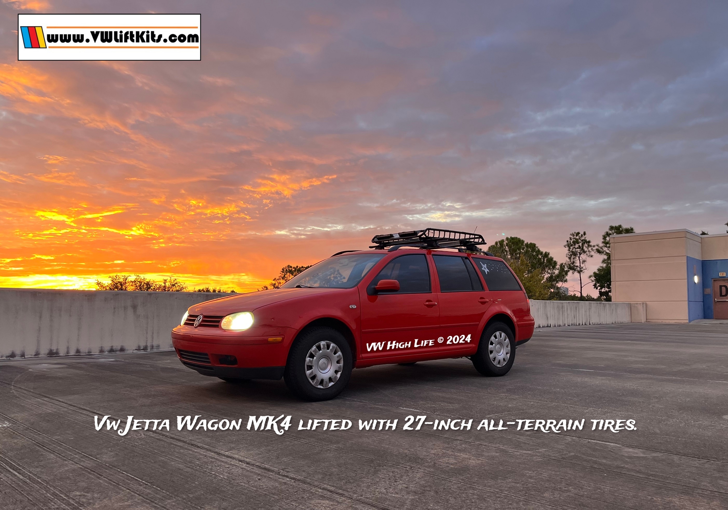 Jose lifted his MK4 Jetta Wagon and mounted 27-inch all-terrain tires.